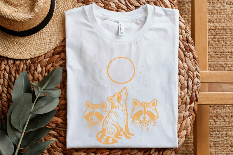 raccoon-trio-png-clipart-howling-at-moon-cute-forest-animal-png-art-d
