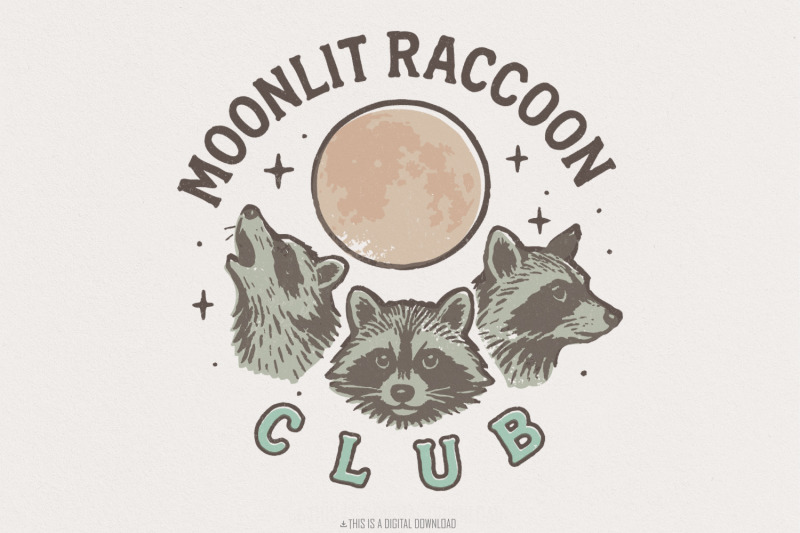 moonlit-raccoon-club-png-retro-raccoon-shirt-png-animal-night-moon-a