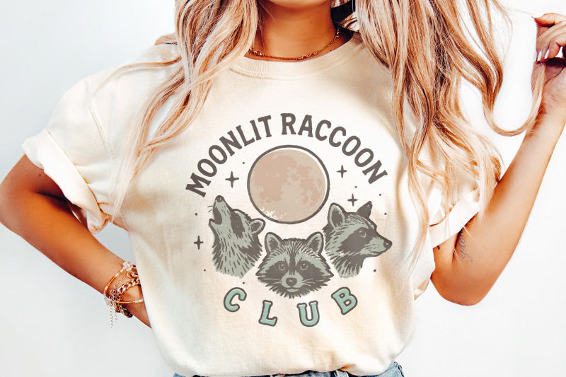 moonlit-raccoon-club-png-retro-raccoon-shirt-png-animal-night-moon-a