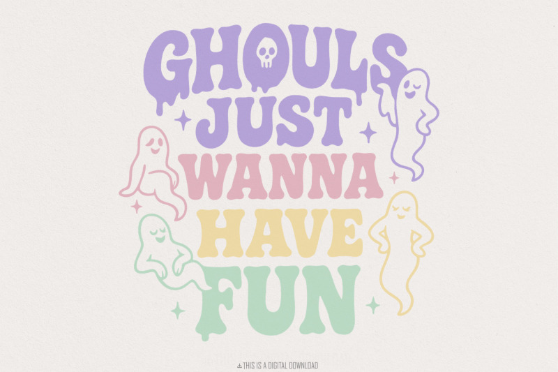 ghouls-just-wanna-have-fun-png-cute-ghost-retro-halloween-png-spooky