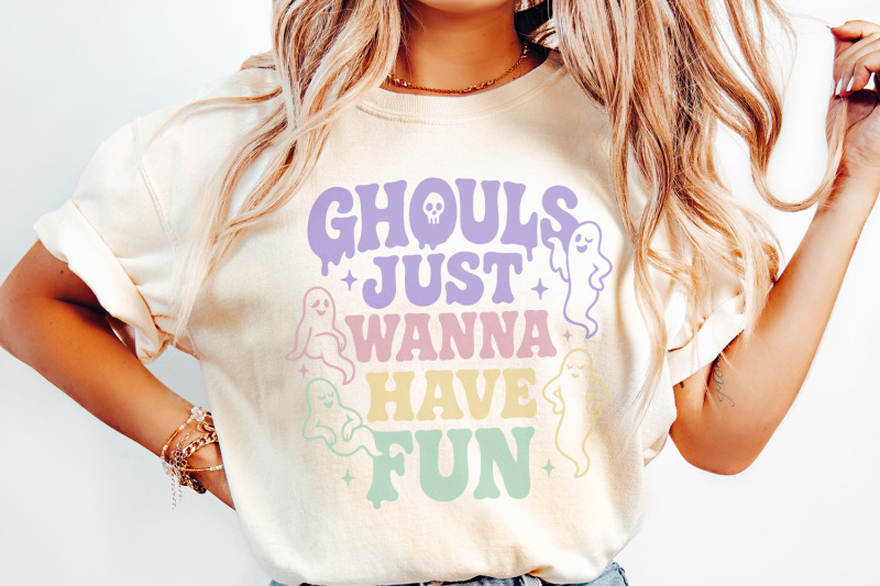 ghouls-just-wanna-have-fun-png-cute-ghost-retro-halloween-png-spooky