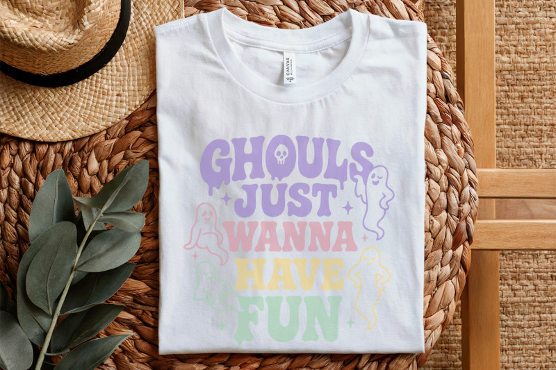 ghouls-just-wanna-have-fun-png-cute-ghost-retro-halloween-png-spooky