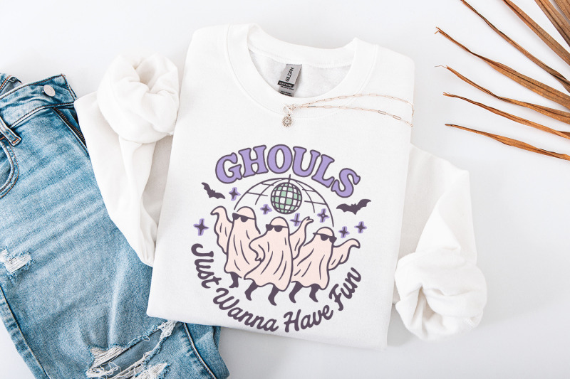 ghouls-just-wanna-have-fun-png-halloween-png-cute-ghosts-retro-paste