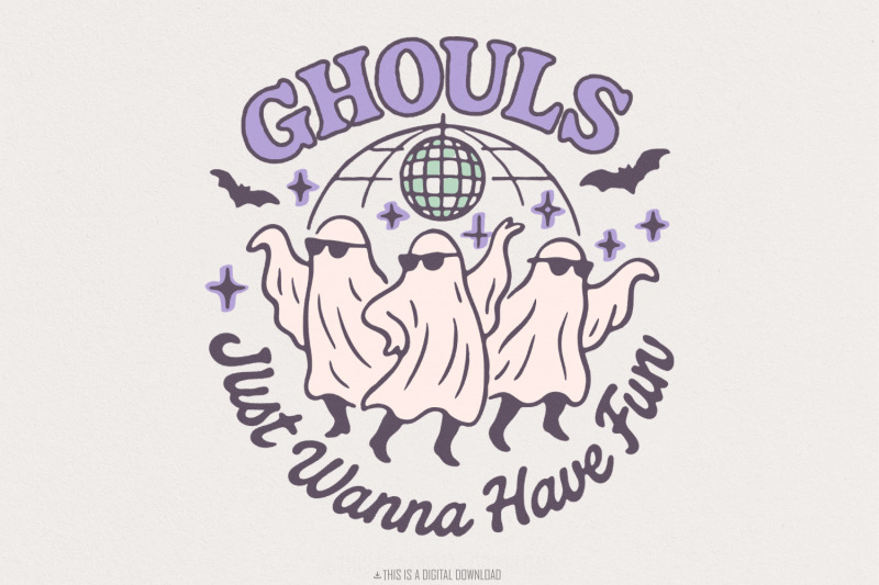 ghouls-just-wanna-have-fun-png-halloween-png-cute-ghosts-retro-paste