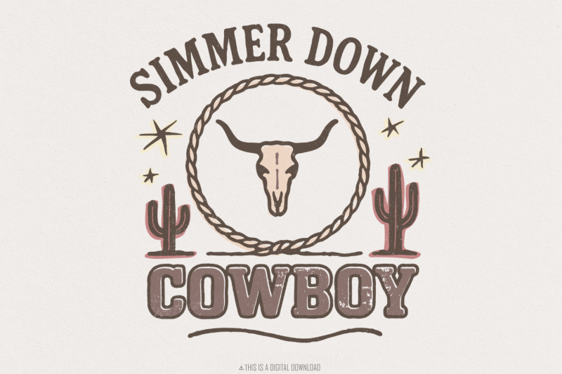 simmer-down-cowboy-png-longhorn-western-png-tee-design-retro-desert