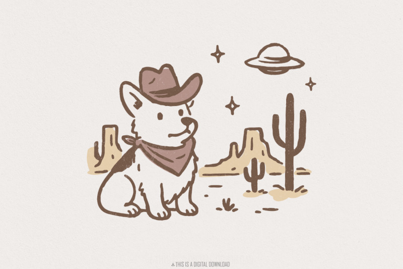 retro-corgi-cowboy-in-desert-cute-dog-with-bandana-ufo-western-scene
