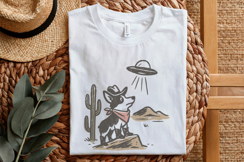 retro-cowboy-dog-and-ufo-encounter-png-western-corgi-desert-funny-spa