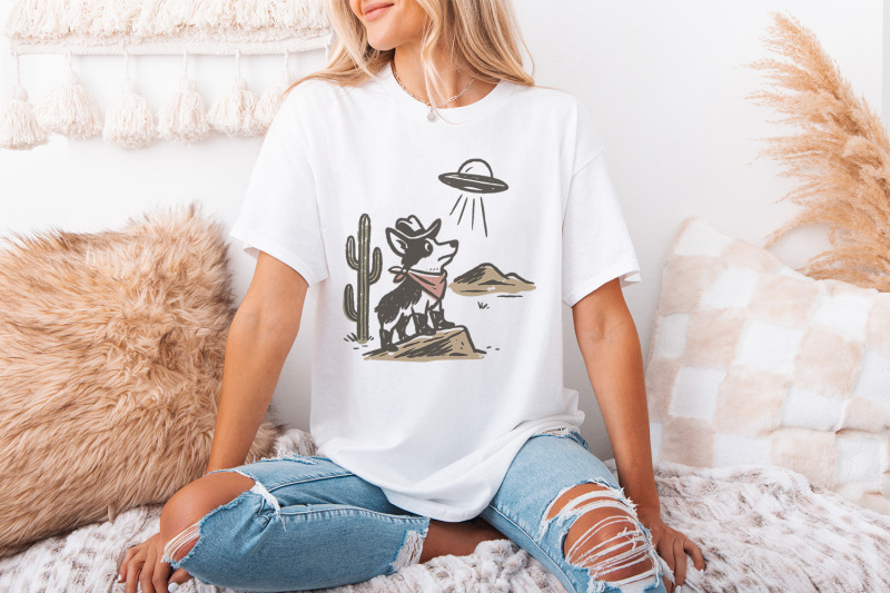 retro-cowboy-dog-and-ufo-encounter-png-western-corgi-desert-funny-spa