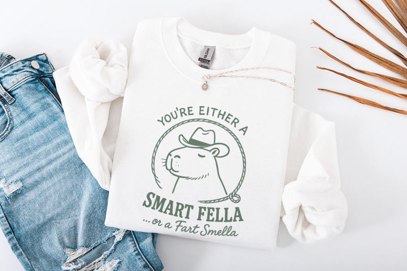 smart-fella-or-a-fart-smella-capybara-t-shirt-png-funny-cowboy-png-do
