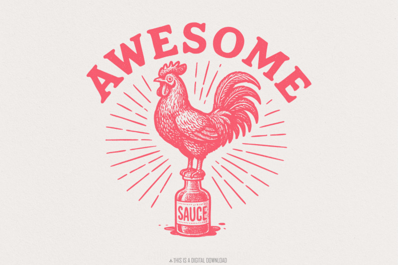 awesome-sauce-png-retro-rooster-shirt-funny-chicken-sublimation-dig