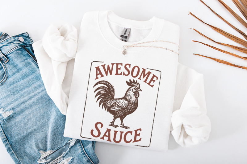 awesome-sauce-rooster-png-funny-farm-animal-png-retro-kitchen-art-pr
