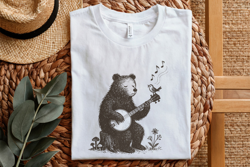 bear-playing-banjo-with-singing-bird-png-whimsical-animal-folk-art