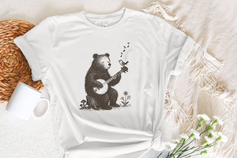 bear-playing-banjo-with-singing-bird-png-whimsical-animal-folk-art