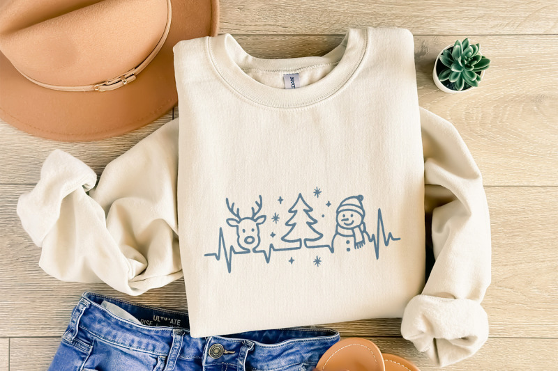 retro-christmas-png-minimalist-christmas-line-art-with-reindeer-snow