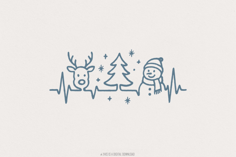 retro-christmas-png-minimalist-christmas-line-art-with-reindeer-snow