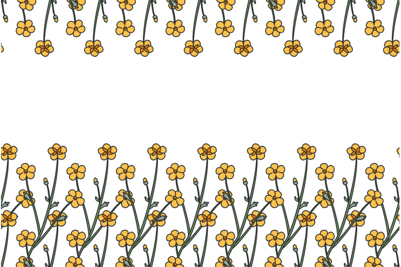 botanical-floral-horizontal-border-with-meadow-flowers-isolated-vector