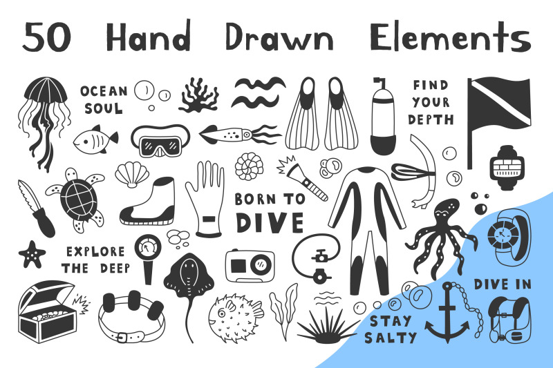 scuba-diving-doodles-png-clipart