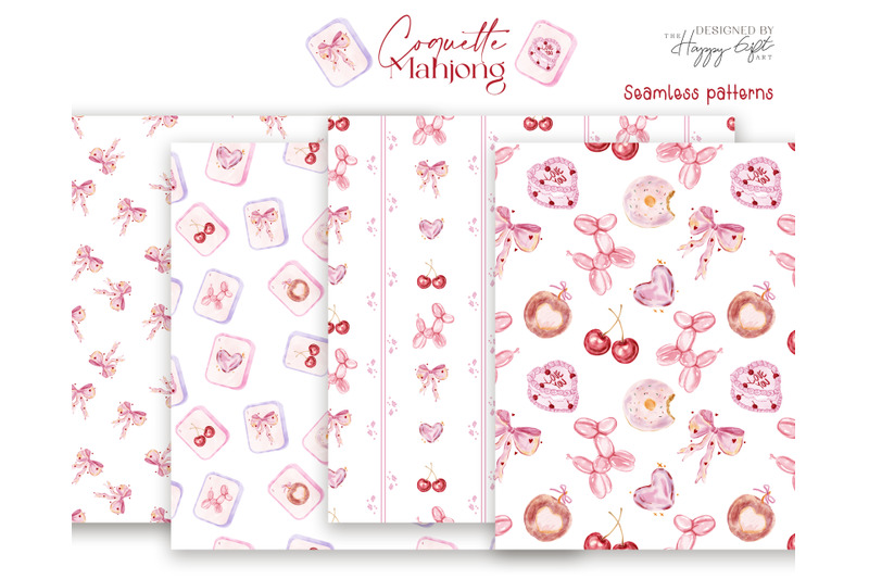 coquette-mahjong-party-watercolor-cliparts