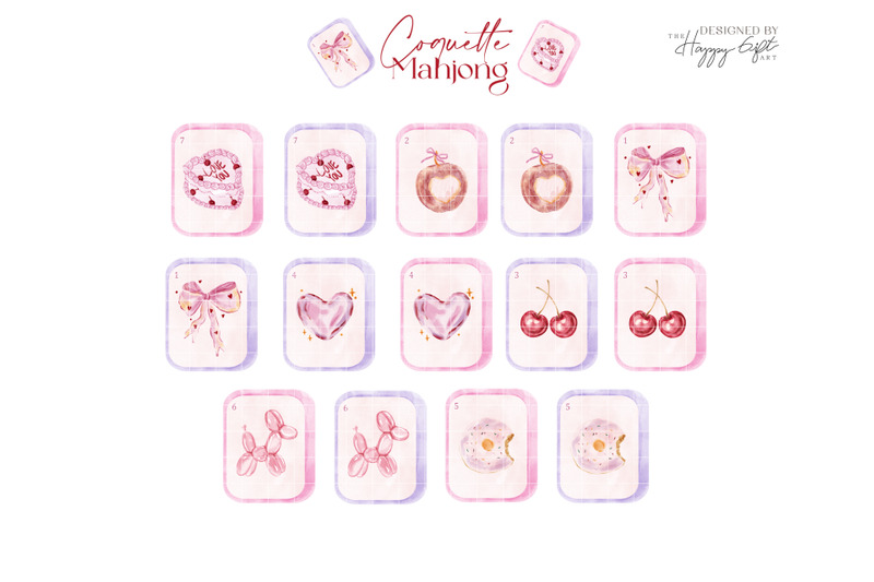 coquette-mahjong-party-watercolor-cliparts