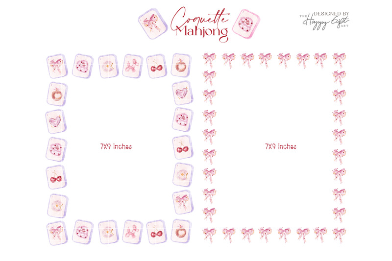 coquette-mahjong-party-watercolor-cliparts