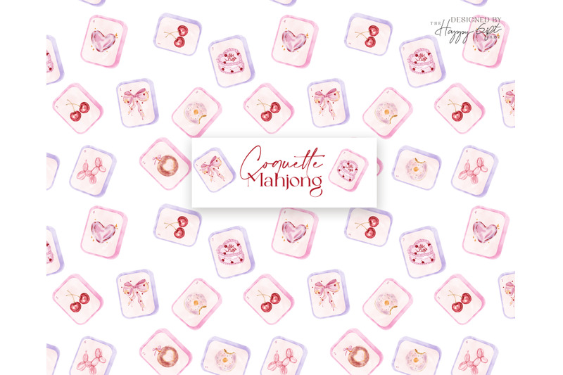 coquette-mahjong-party-watercolor-cliparts
