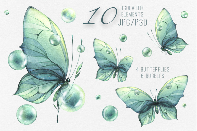 turquoise-butterflies-watercolor-clip-art