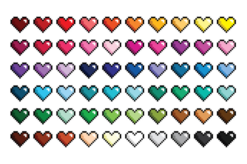 pixel-heart-clip-art-set