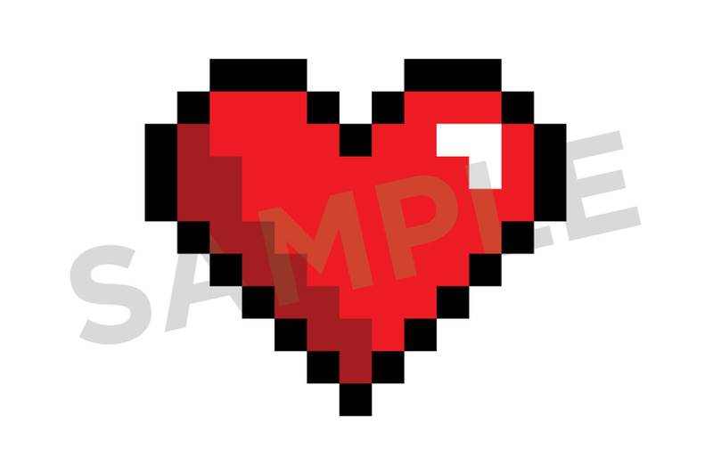 pixel-heart-clip-art-set