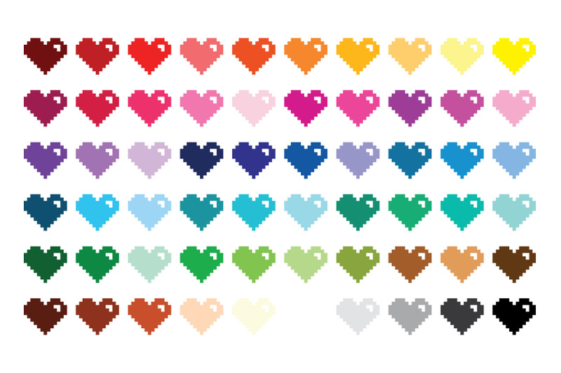 pixel-heart-clip-art-set