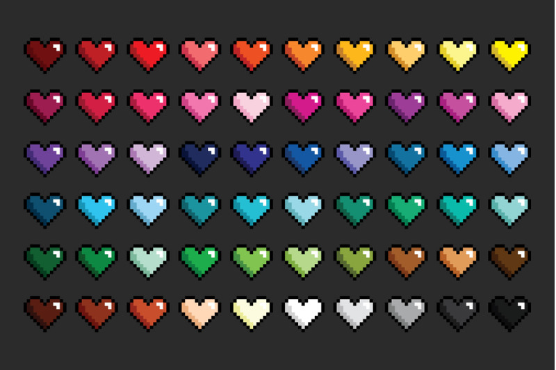 pixel-heart-clip-art-set