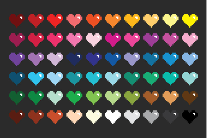 pixel-heart-clip-art-set