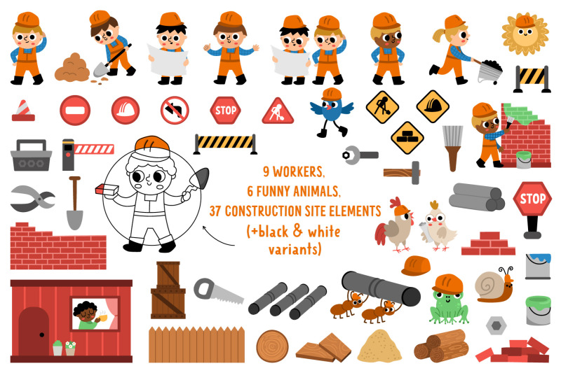construction-site-clipart-seamless-patterns-designs-collection