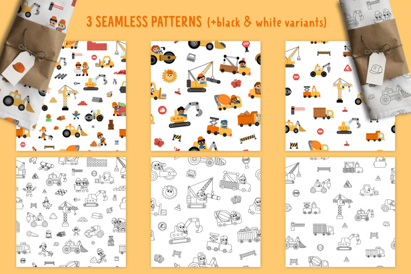 construction-site-clipart-seamless-patterns-designs-collection