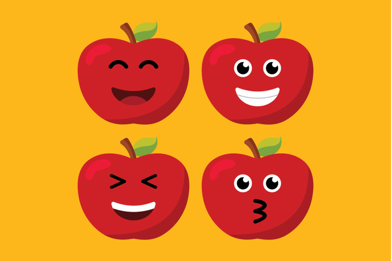 happy-emoji-apples-clip-art-set