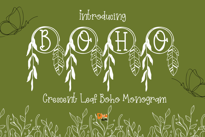 crescent-leaf-boho-monogram