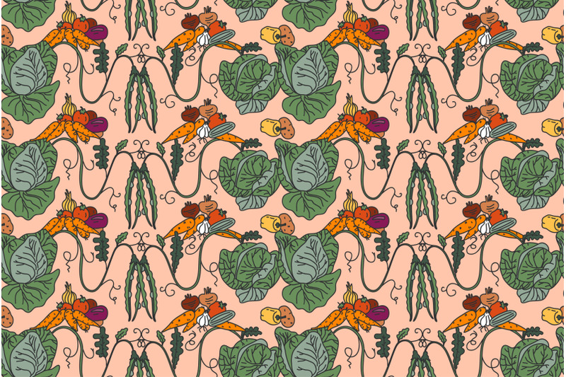 botanical-colorful-decorative-vegetables-seamless-pattern-vector
