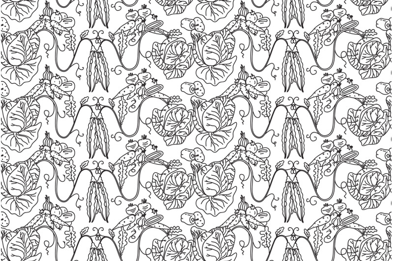 line-art-botanical-decorative-vegetables-seamless-pattern-vector
