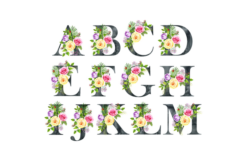 watercolor-roses-alphabet