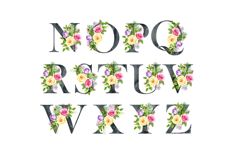 watercolor-roses-alphabet