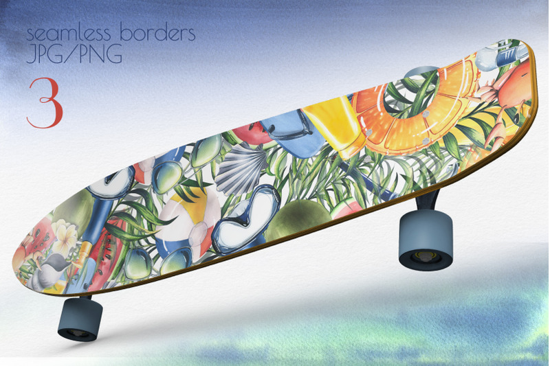 sunny-beach-borders-watercolor