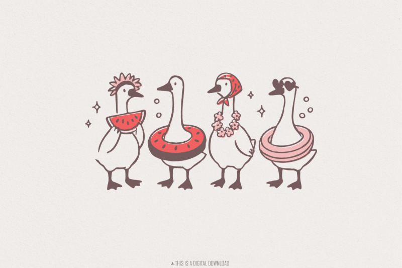 watermelon-goose-png-funny-goose-digital-download-cute-summer-goose