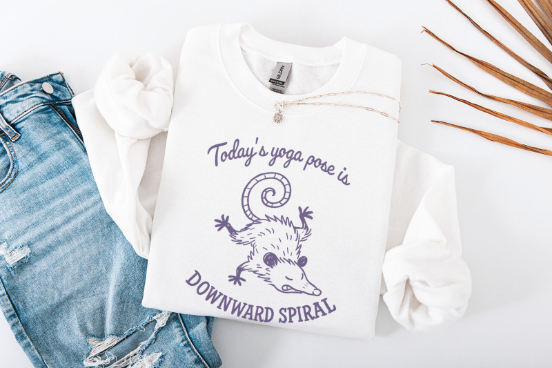 today-039-s-yoga-pose-is-downward-spiral-png-funny-possum-yoga-shirt-dig