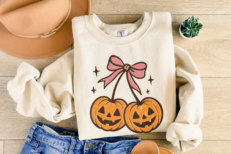double-pumpkin-png-halloween-clipart-pink-bow-jack-o-lantern-art-cu
