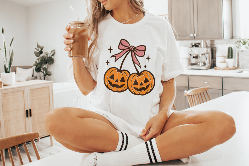 double-pumpkin-png-halloween-clipart-pink-bow-jack-o-lantern-art-cu