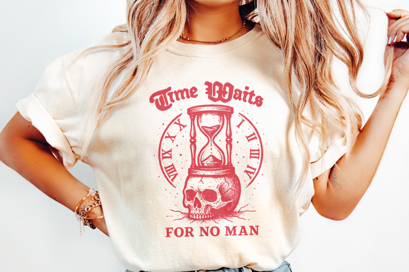 time-waits-for-no-man-png-gothic-skull-art-memento-mori-quote-vinta