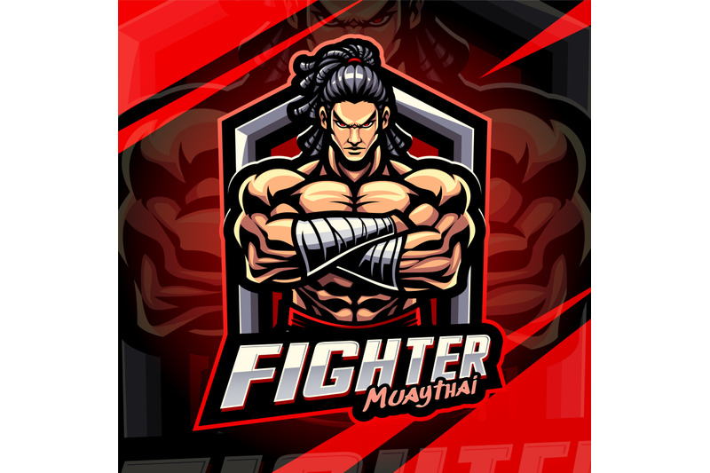 fighter-muaythai-esport-mascot-logo-design