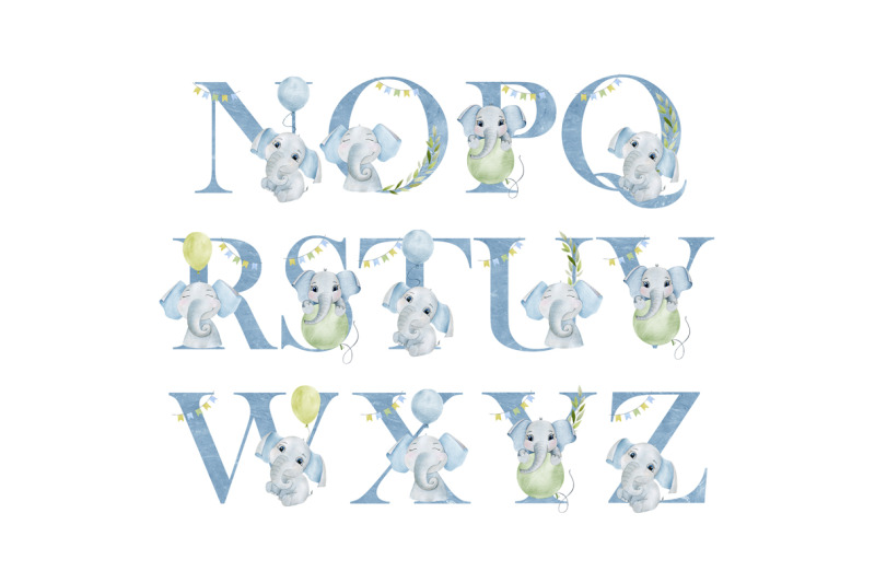 watercolor-alphabet-with-elephants
