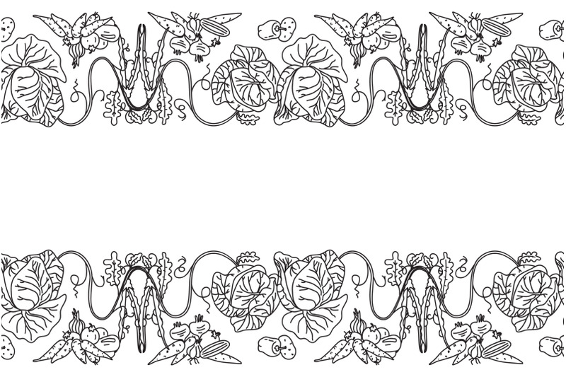 line-art-botanical-decorative-different-vegetables-seamless-border
