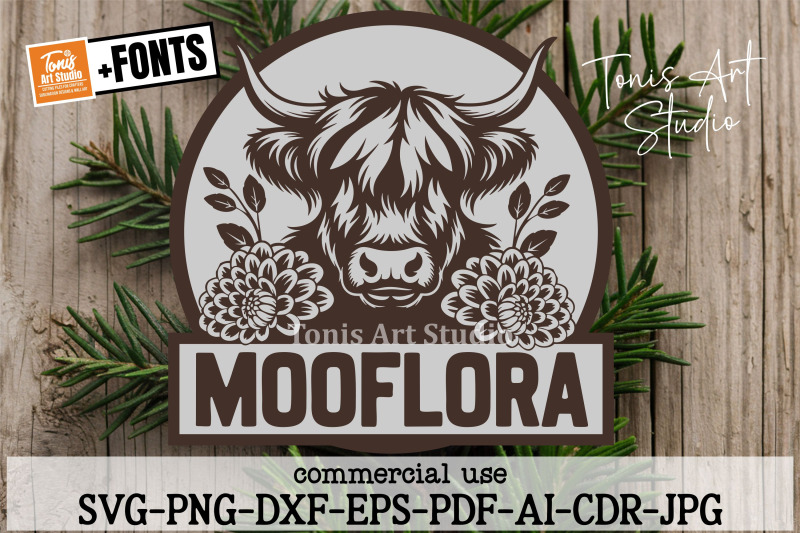 highland-cow-floral-name-sign-svg-laser-cut-files
