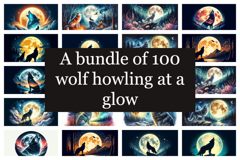 a-bundle-of-100-wolf-howling-at-a-glow